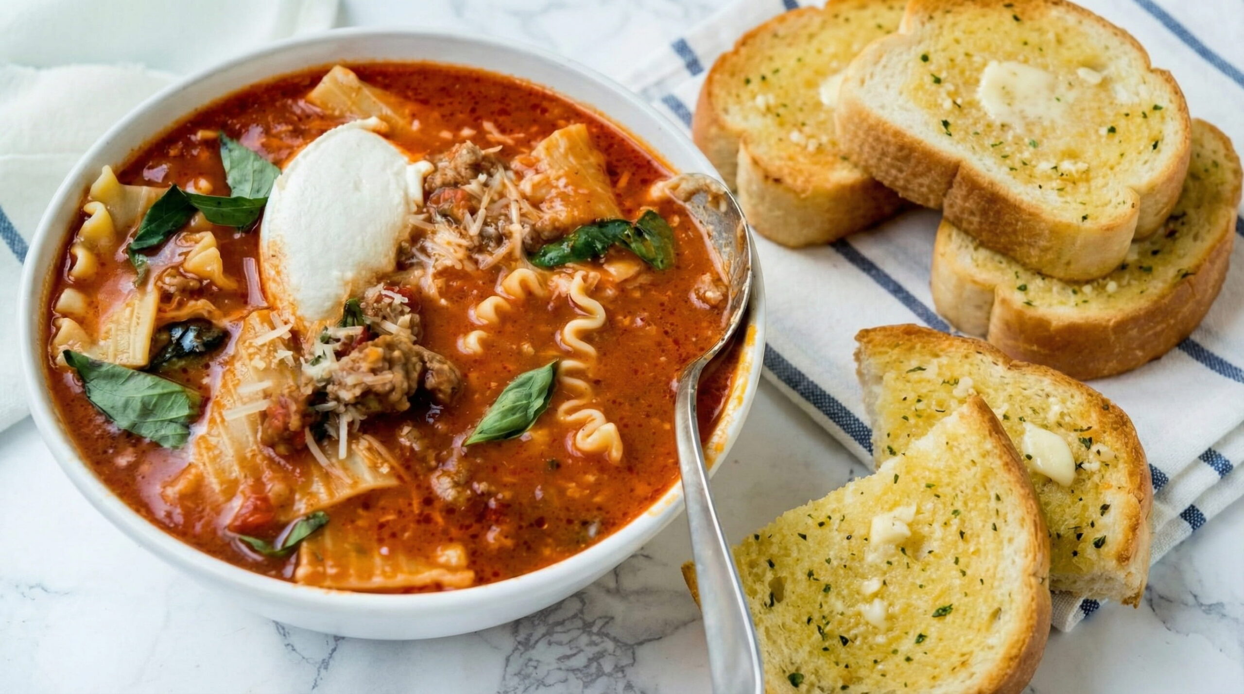 Lasagna Soup with Texas Toast
